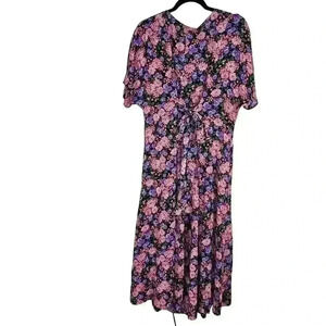 Vintage 90s Kathryn Deene New York button down Floral Maxi dress with tie back